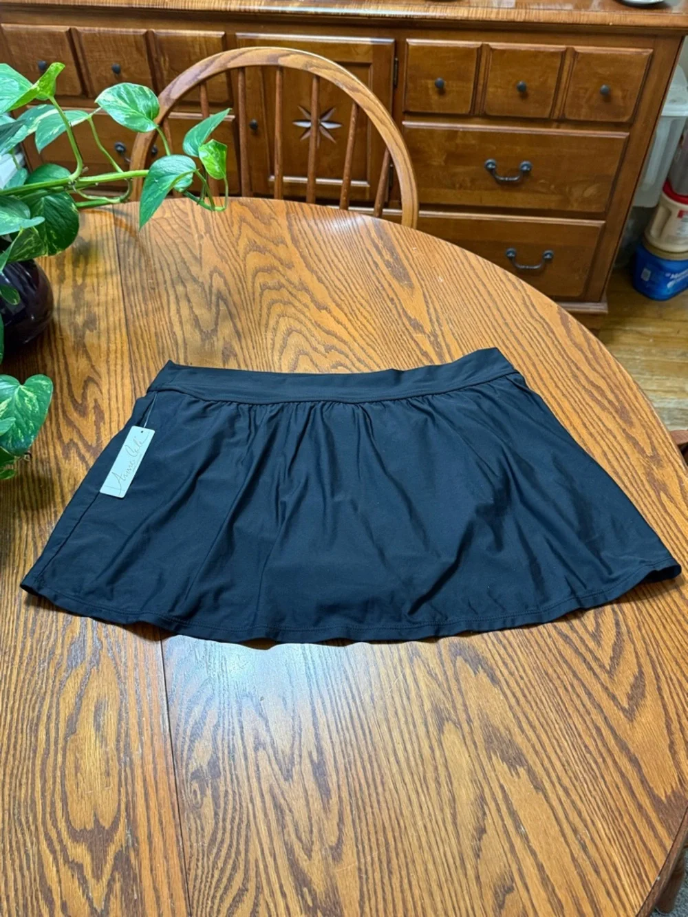Anne Cole Swim Skirt Black Side Slit Size XXL New - Picture 2 of 13